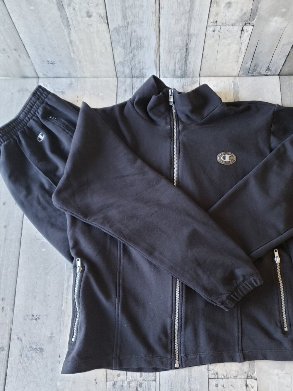 Vintage Champion Black 2pc Track Outfit - Size XL